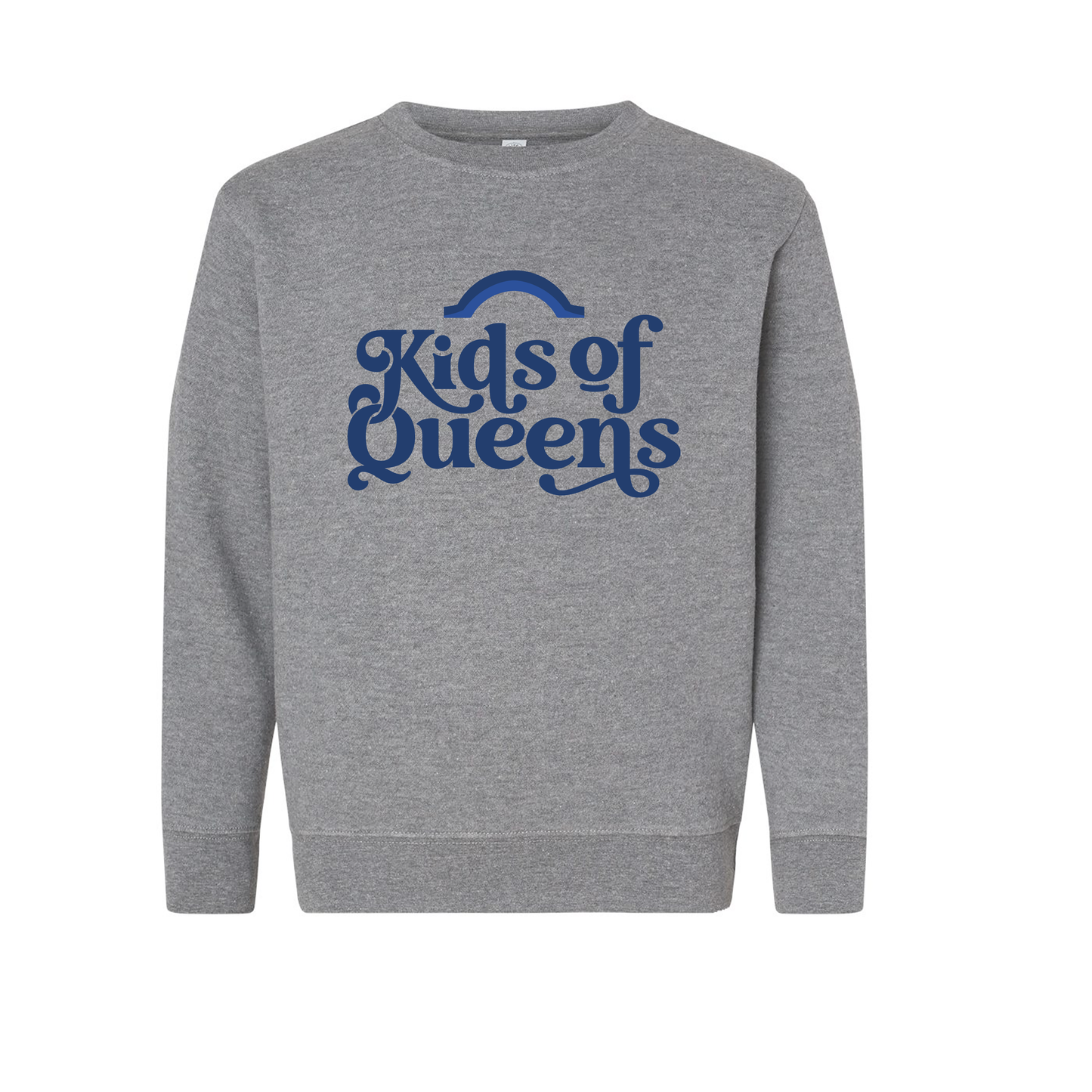 Youth Grey Crewneck with Navy Logo