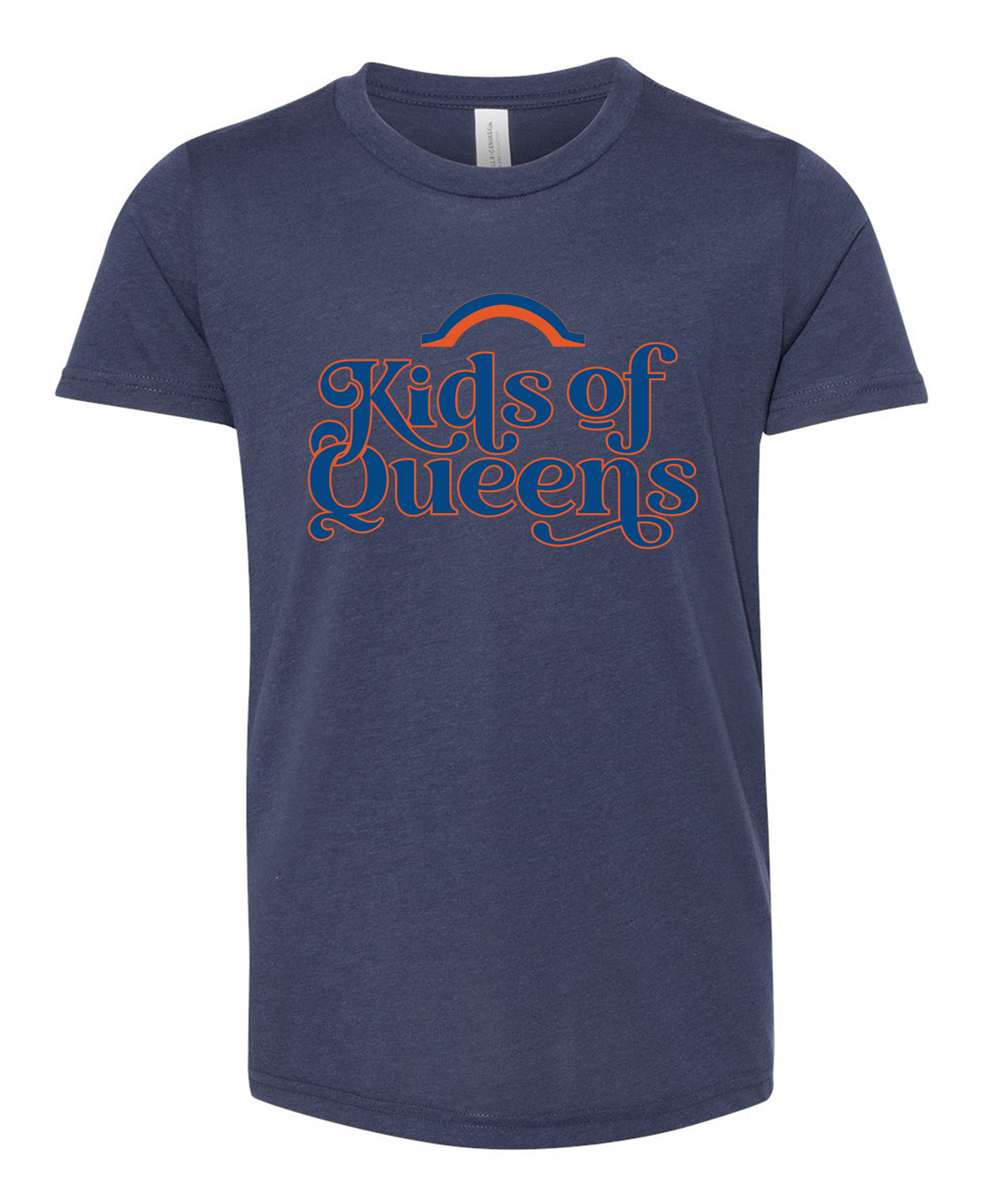 Youth Navy Blue Triblend T-Shirt with with Royal Blue/Orange Logo