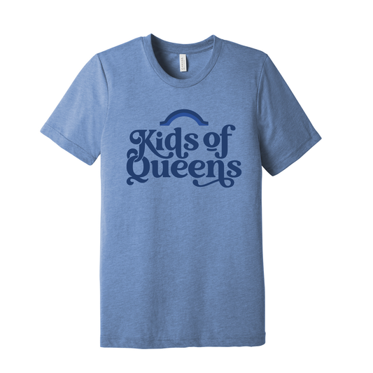 Adult Unisex Blue Triblend T-Shirt with Navy Logo