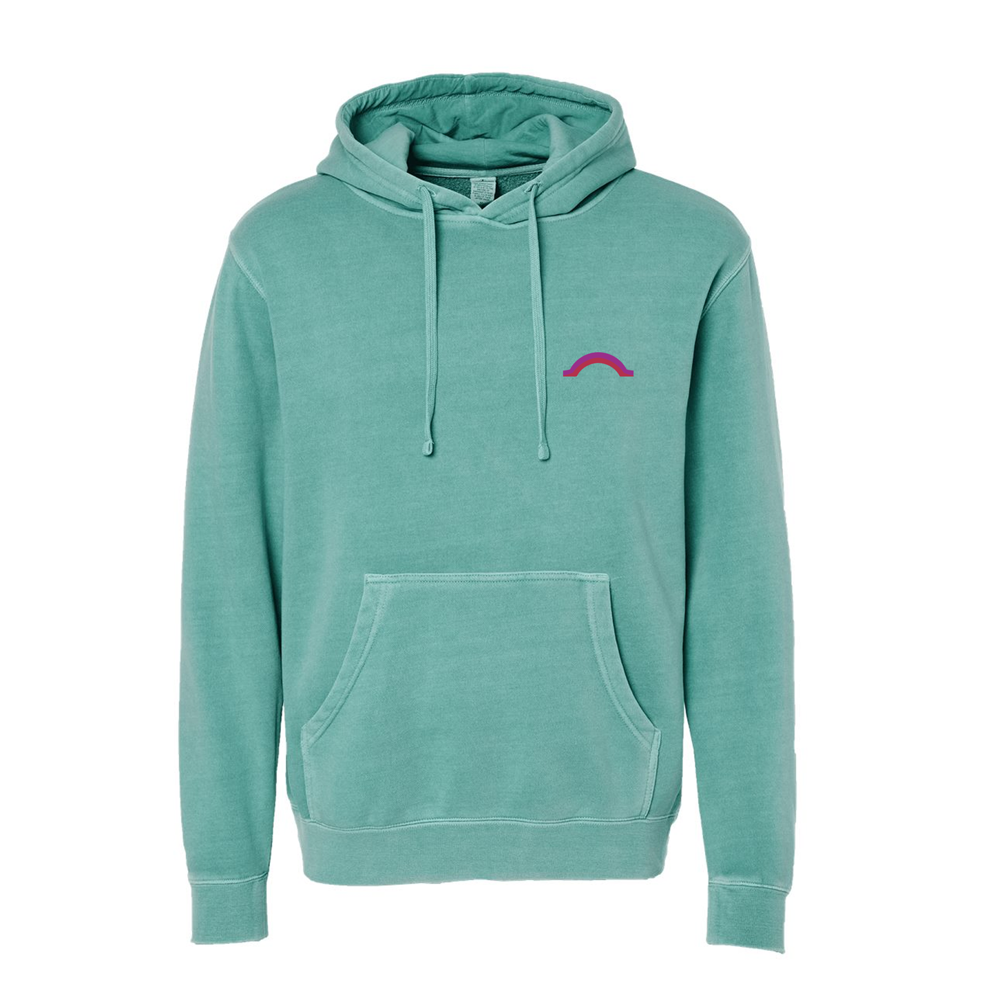 Adult Unisex Mint Pigment Hoodie with Purple Logo