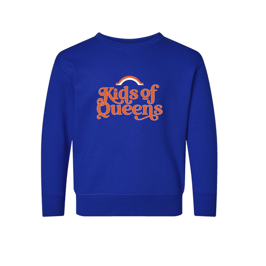Toddler Royal Blue Crewneck with "Mets" Orange Logo