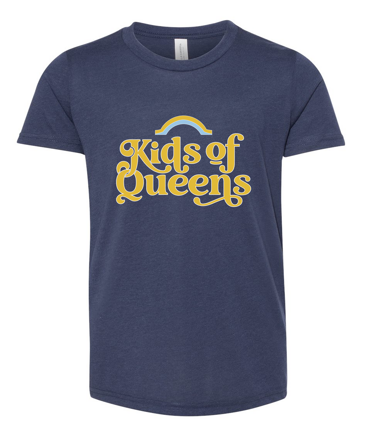 Youth Navy Blue Triblend T-Shirt with Yellow Logo