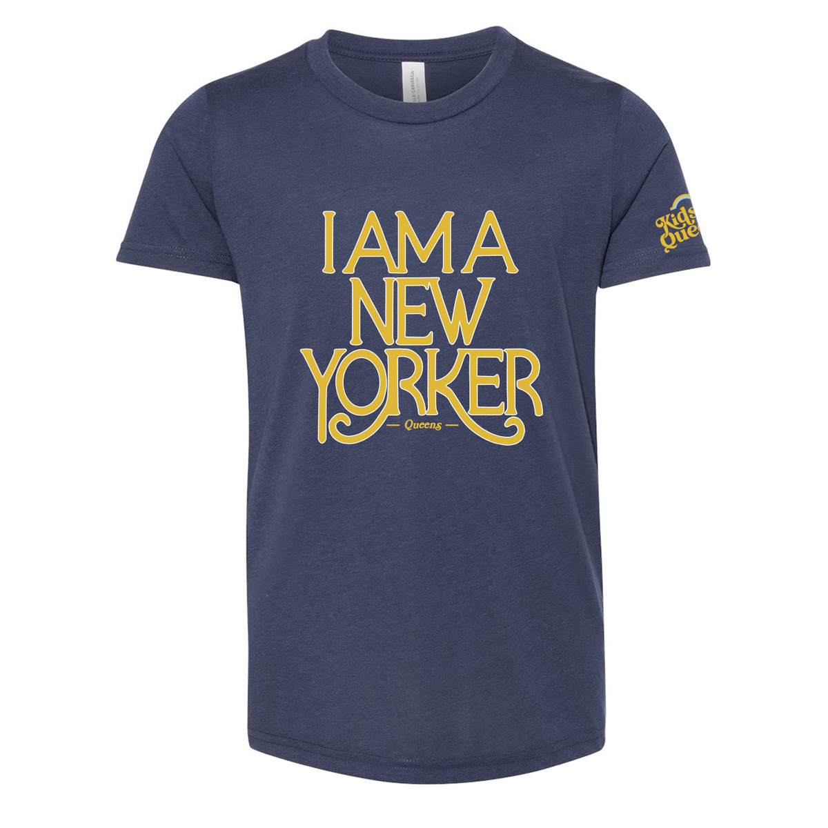 Youth Navy Blue Triblend T-Shirt with Yellow I AM A NEW YORKER Logo