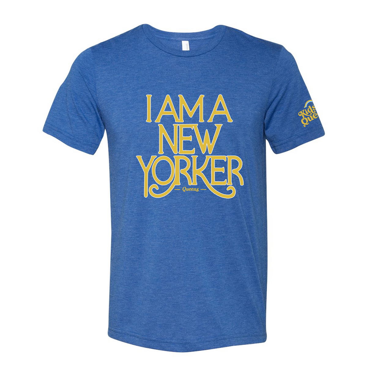 Youth Blue Triblend T-Shirt with Yellow I AM A NEW YORKER Logo